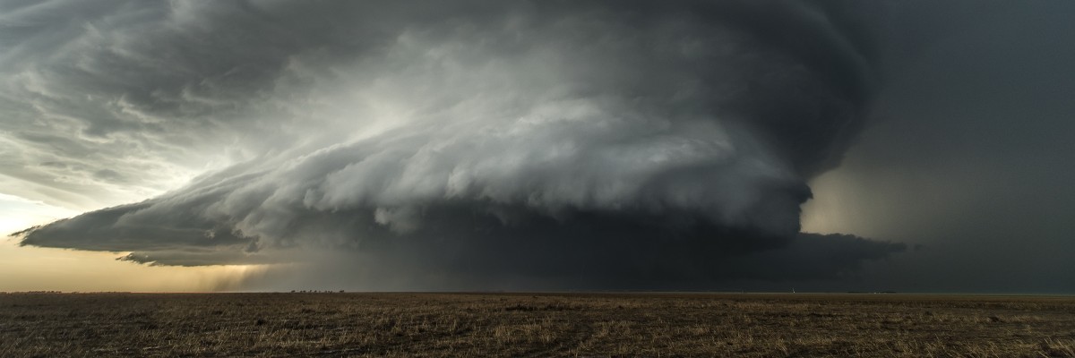 Massive Tornado Forming Over Land