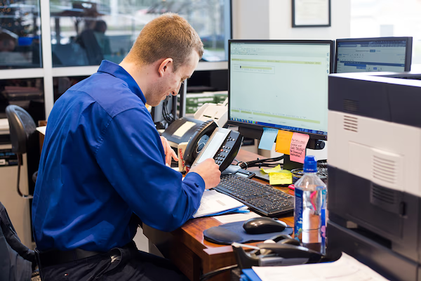 Wilsonville Subaru team member working at a desk computer