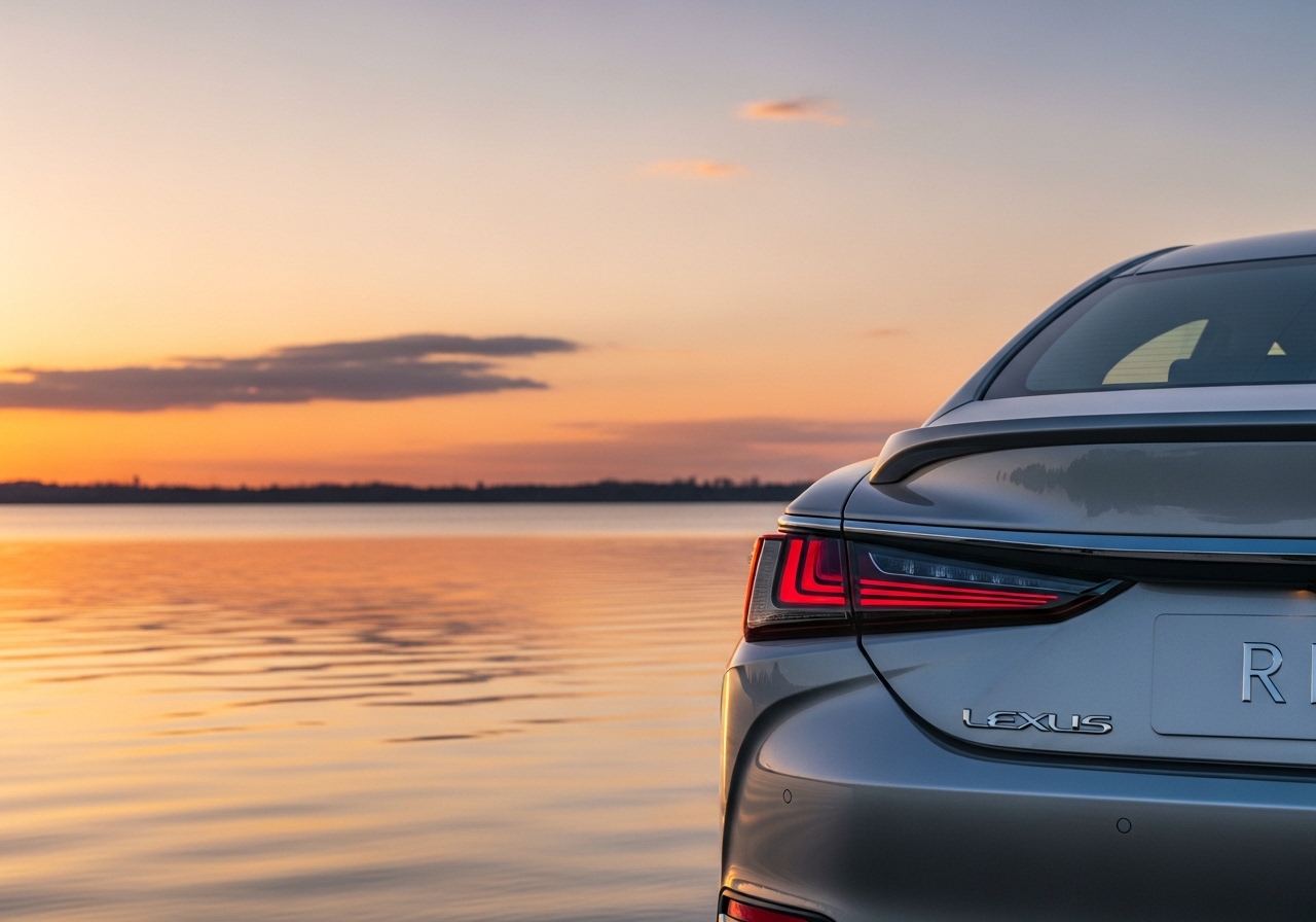 2026 Lexus ESe near a lake at sunset