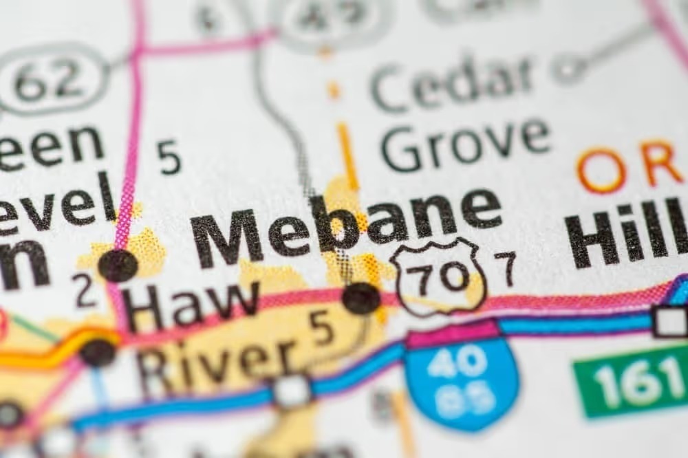 Map of the Mebane, NC area