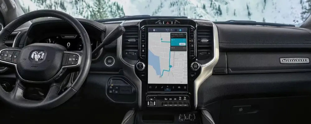 2024 RAM 2500 Interior in the snowy mountains