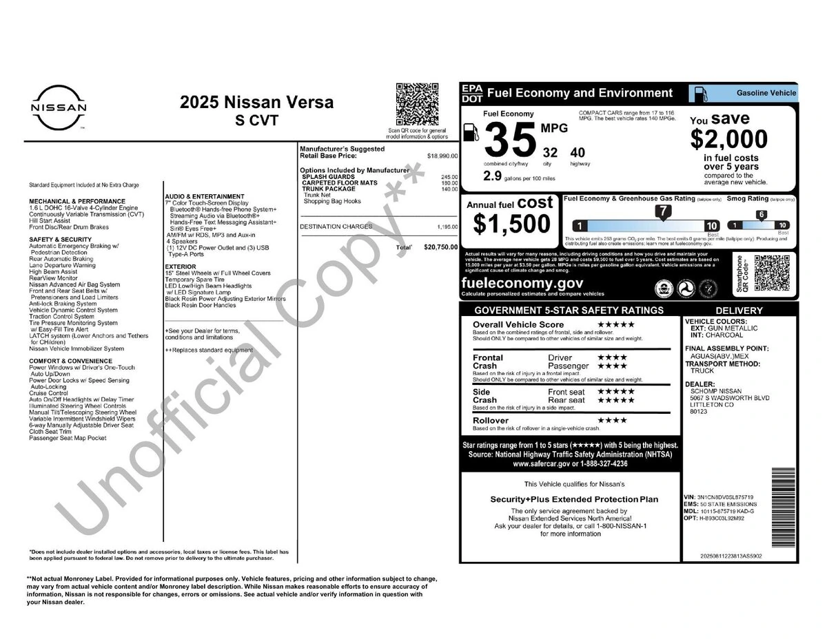 2025 Nissan Versa Sedan S - Photo 11