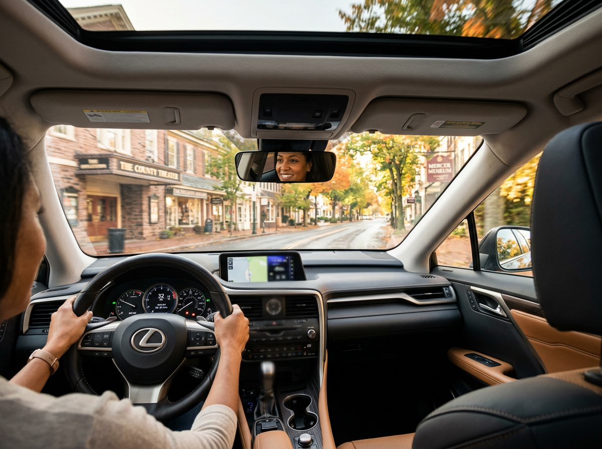 Customer test-driving a Lexus RX in Doylestown, PA
