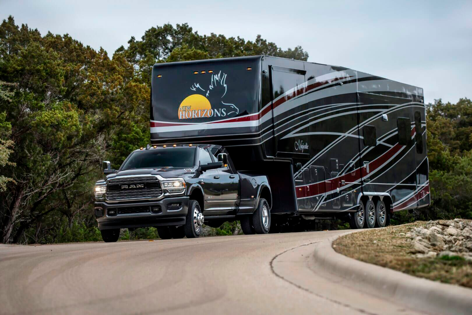 Dually Truck with 5th Wheel Trailer