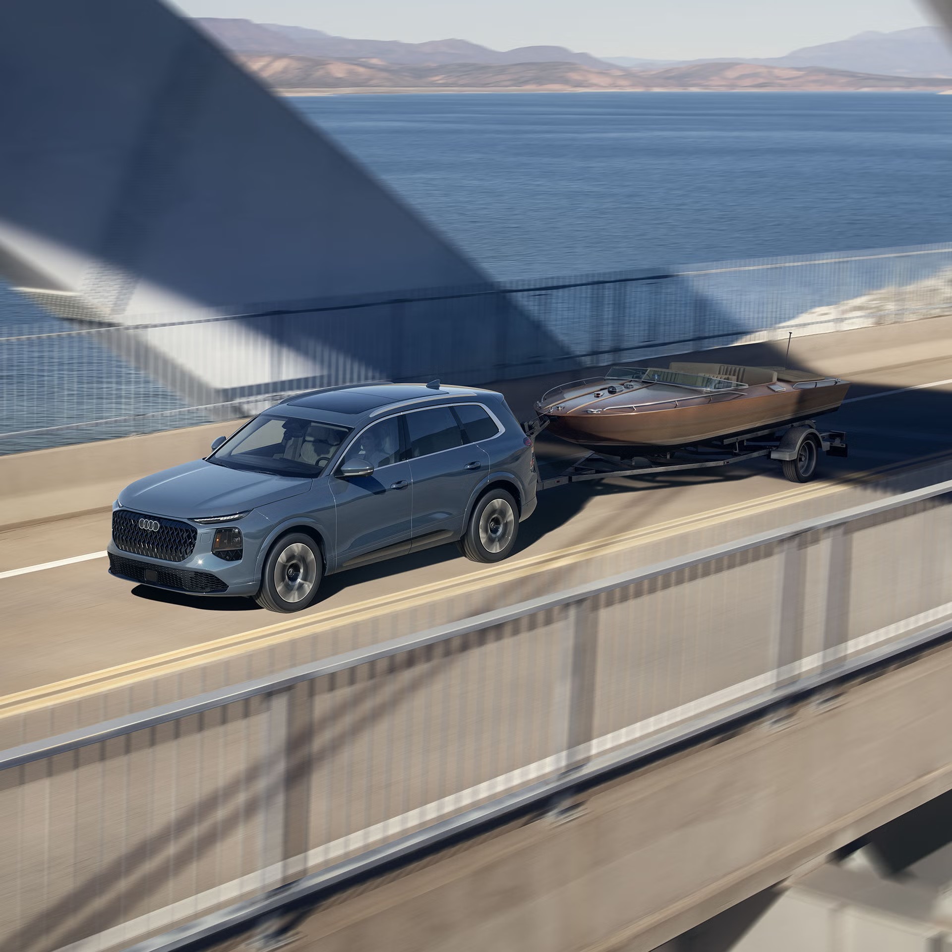 Arial view of the Audi Q7 in motion.