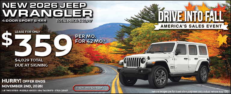 NEW 2026 JEEP WRANGLER 4-DOOR SPORT S 4X4