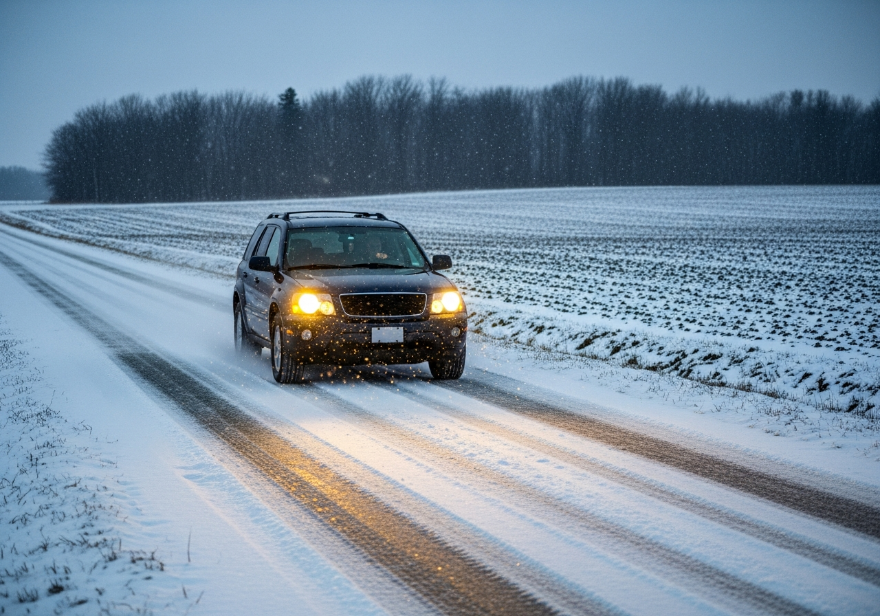 Mechanic checking car tire tread in service bay