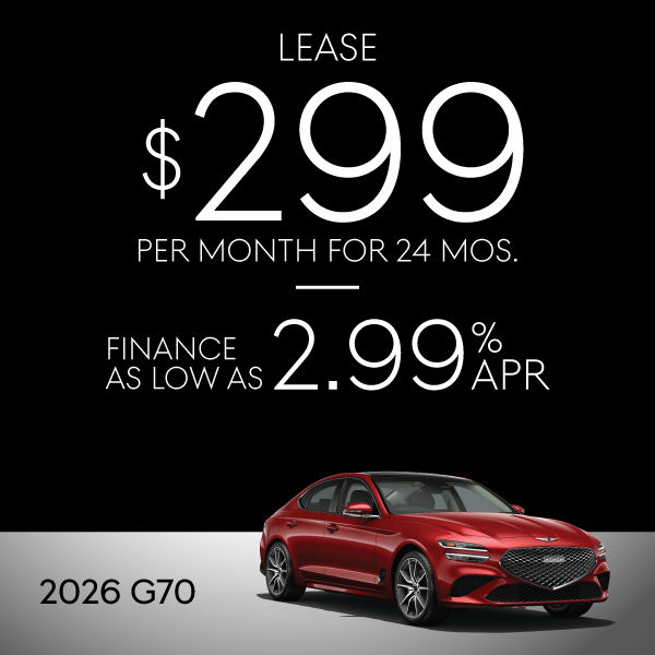 2026 G70: $299 for 24 Mos.