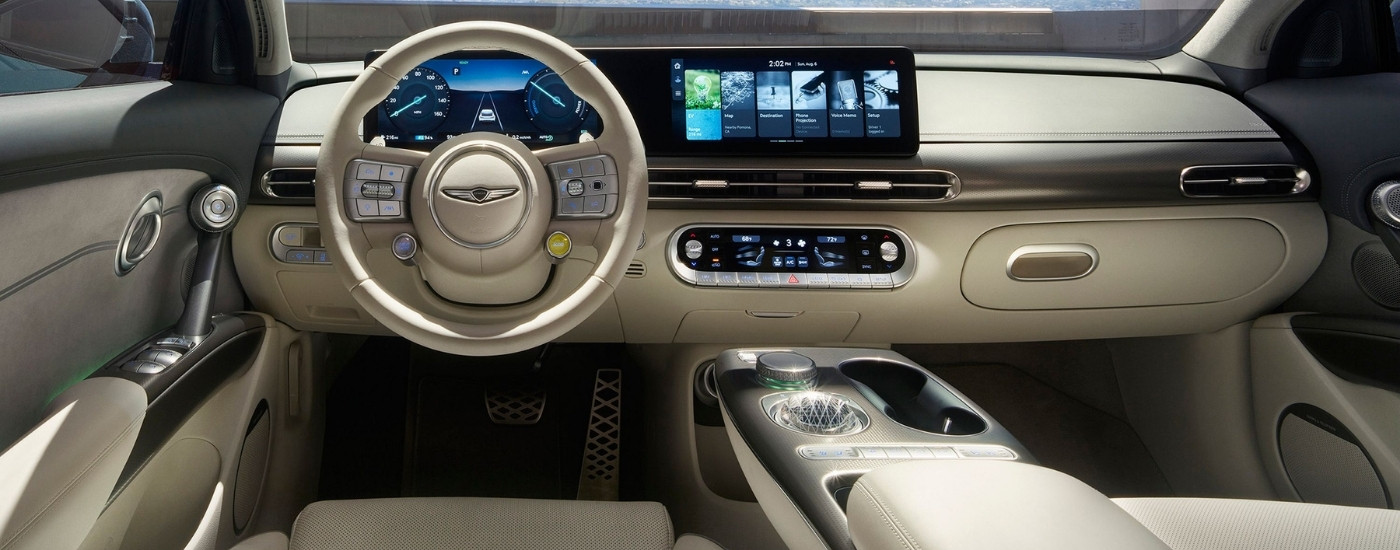 Infotainment and digital gauge cluster on a 2026 Genesis GV60.
