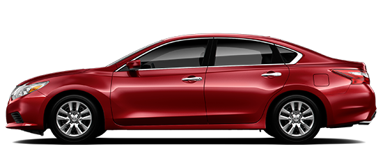 Red 2017 Nissan Altima 2.5 sedan, side profile