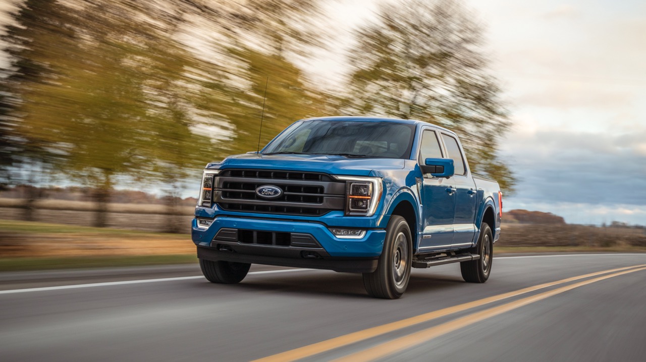 F-150 driving on road