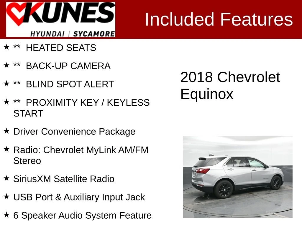 Used 2018 Chevrolet Equinox LT with VIN 3GNAXJEV2JS638195 for sale in Sycamore, IL