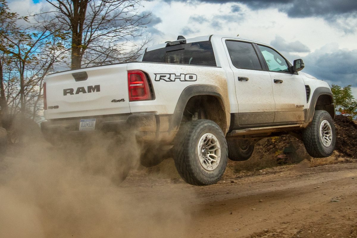 2025 RAM 1500 Exterior Passenger Side Rear Profile in the Air