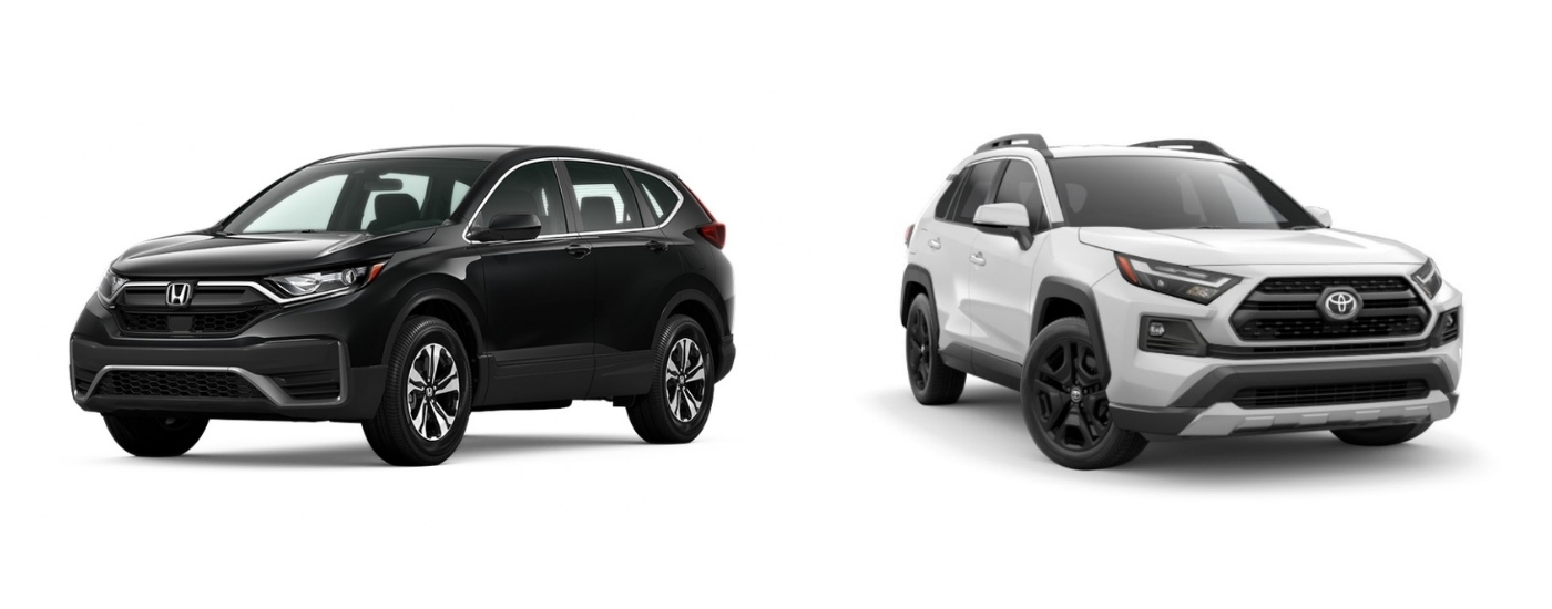 Black 2022 Honda CR-V Special Edition vs white 2022 Toyota RAV4 Adventure