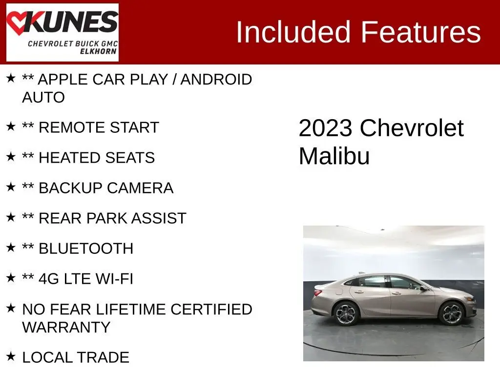 Used 2023 Chevrolet Malibu 1LT with VIN 1G1ZD5ST8PF146694 for sale in Elkhorn, WI