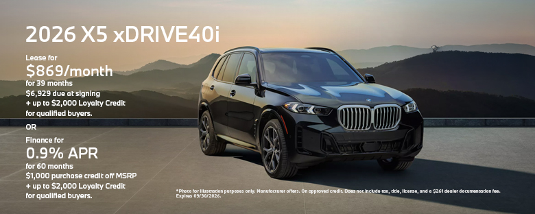 2026 BMW X5 xDRIVE40i Offer