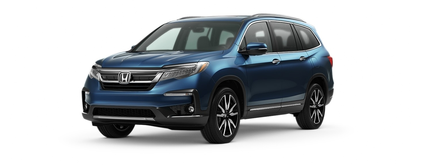 Blue 2021 Honda Pilot Touring angled left