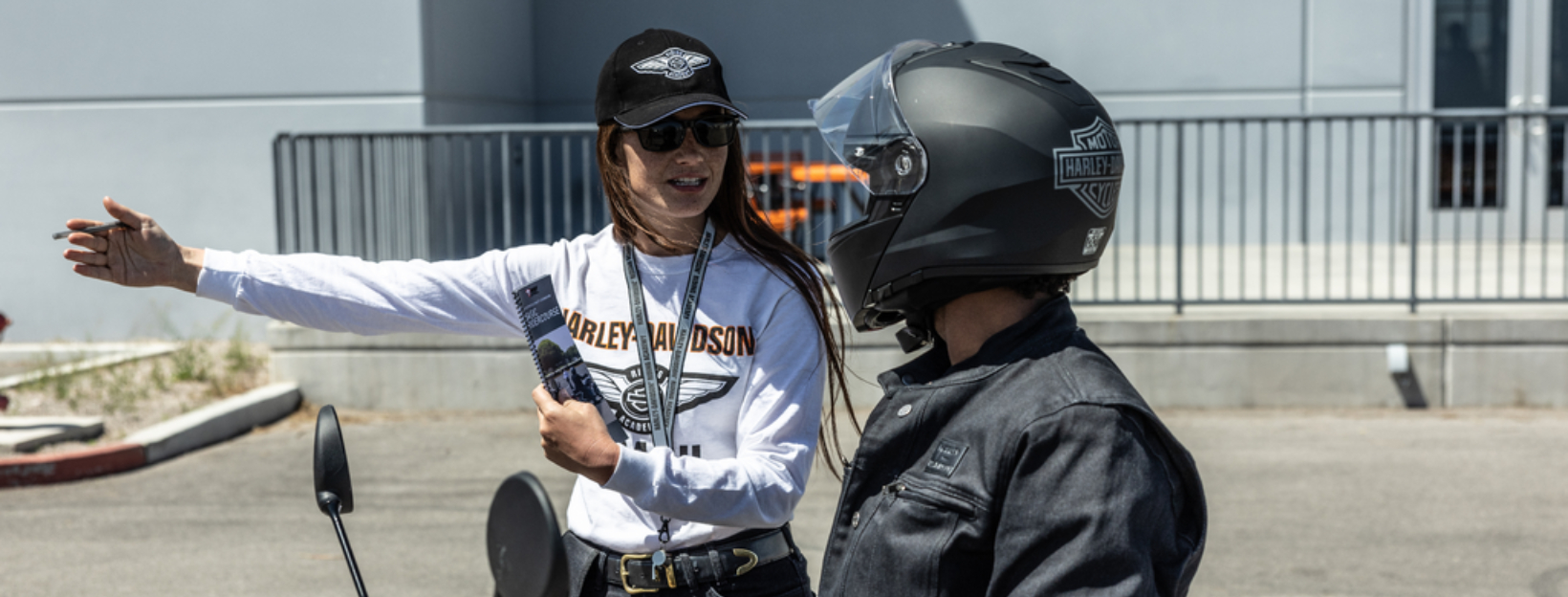 Motorcycle instructor and student