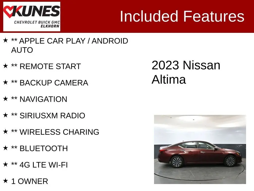 Used 2023 Nissan Altima SV with VIN 1N4BL4DV6PN350863 for sale in Elkhorn, WI