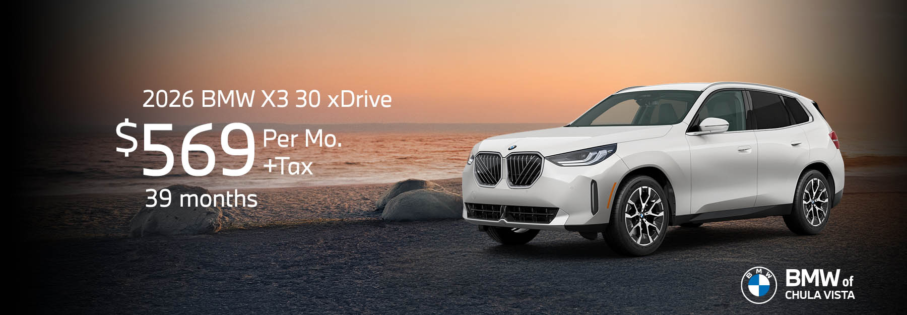 2026 BMW X3 30 xDrive  $569 per month for 39 months plus tax lease