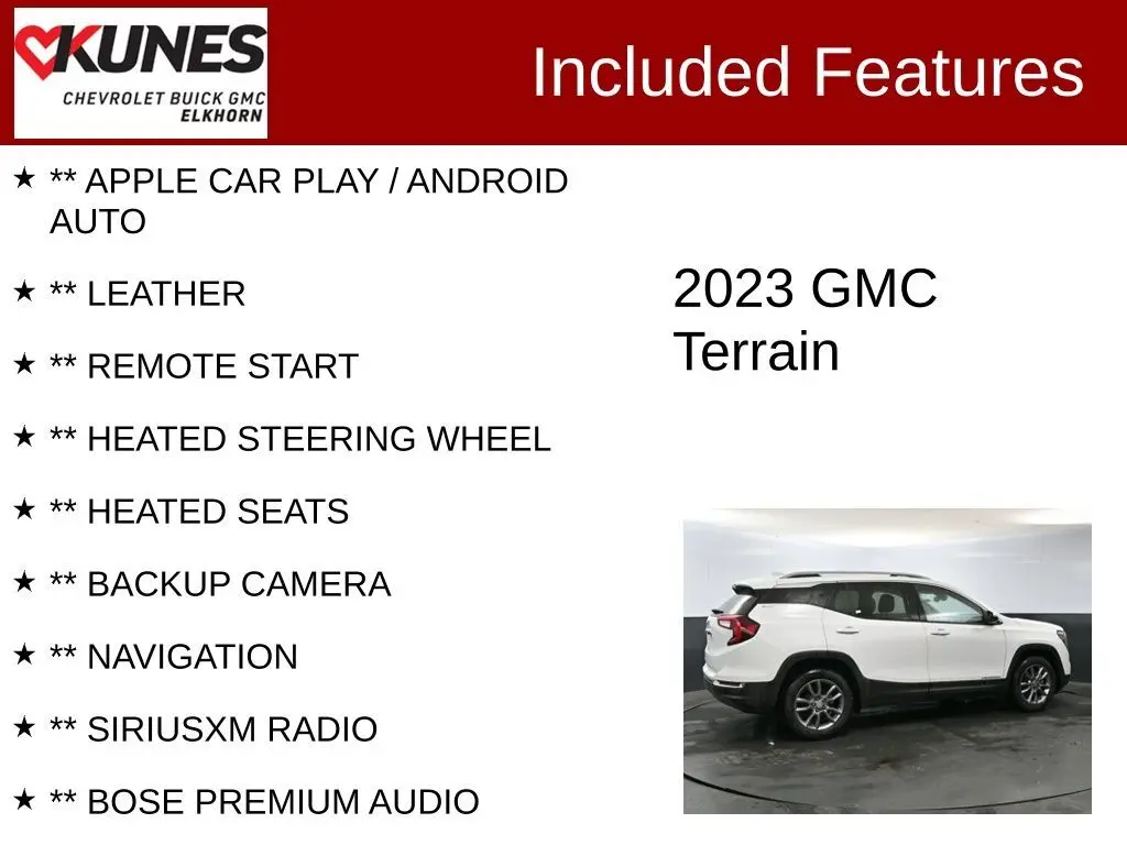 Used 2023 GMC Terrain SLT with VIN 3GKALPEGXPL165095 for sale in Elkhorn, WI