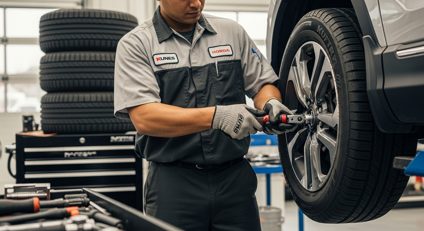 Explore reliable tire rotation services at Kunes Honda of Quincy in Payson, IL. Our certified technicians ensure your vehicle's safety and performance with expert care and genuine parts. Schedule your service today to maintain optimal tire health and enjoy a smoother ride.