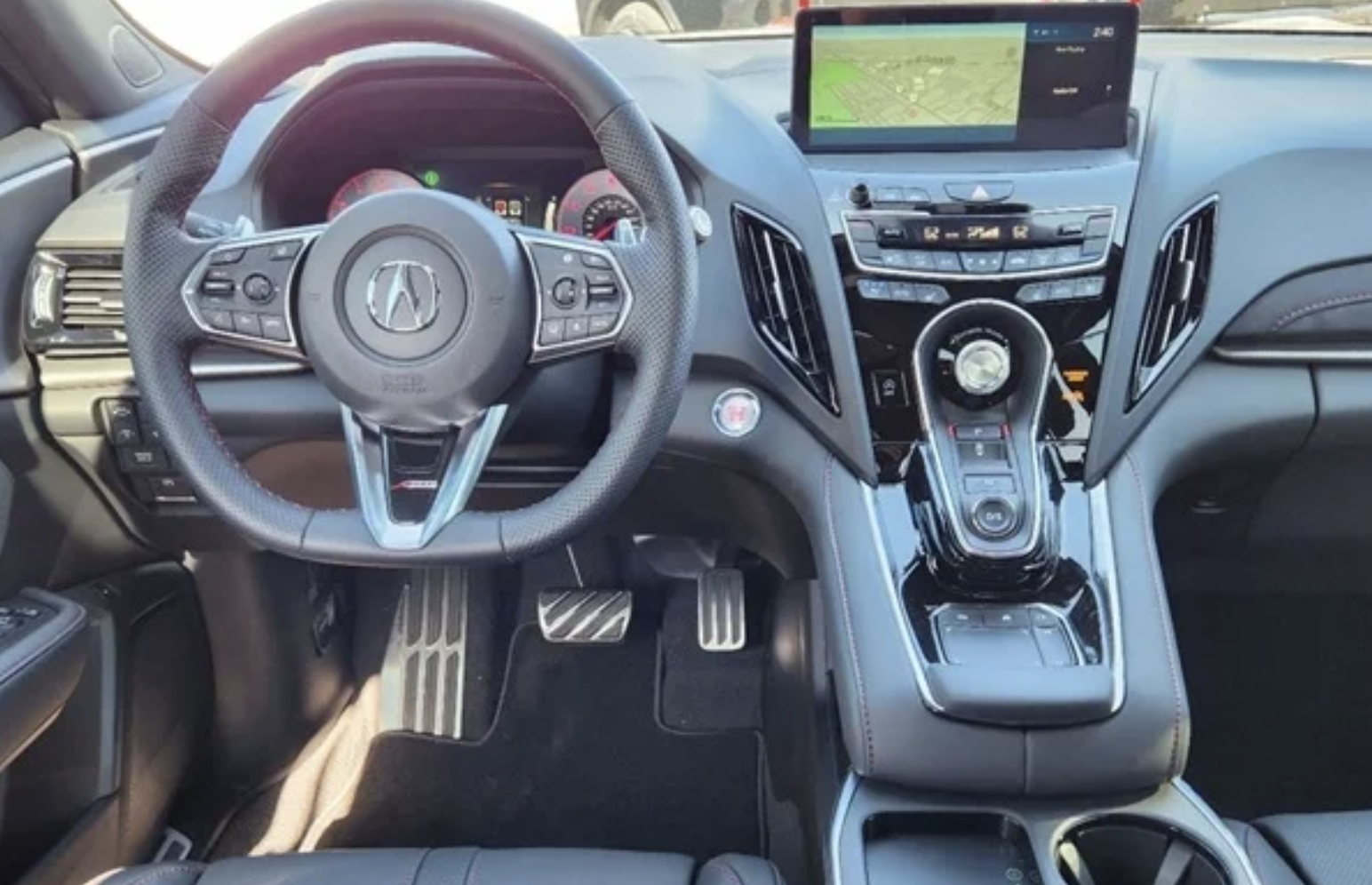 Interior of a 2025 Acura RDX with A-Spec® Advance Package (color is Ebony Leather).