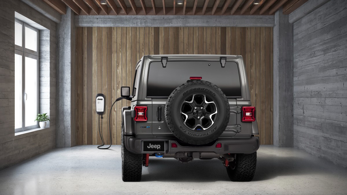 Jeep Wrangler Rear Fascia in Garage at Home Charging Station