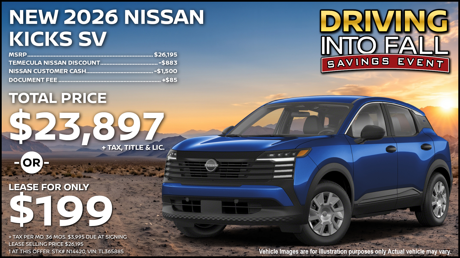 2026 Nissan Kicks SV Lease Special