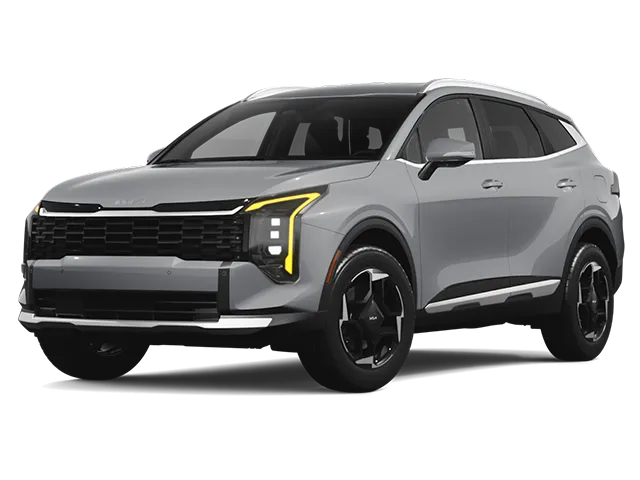 Gray Kia Sportage Hybrid shown on a white studio background for inventory listing