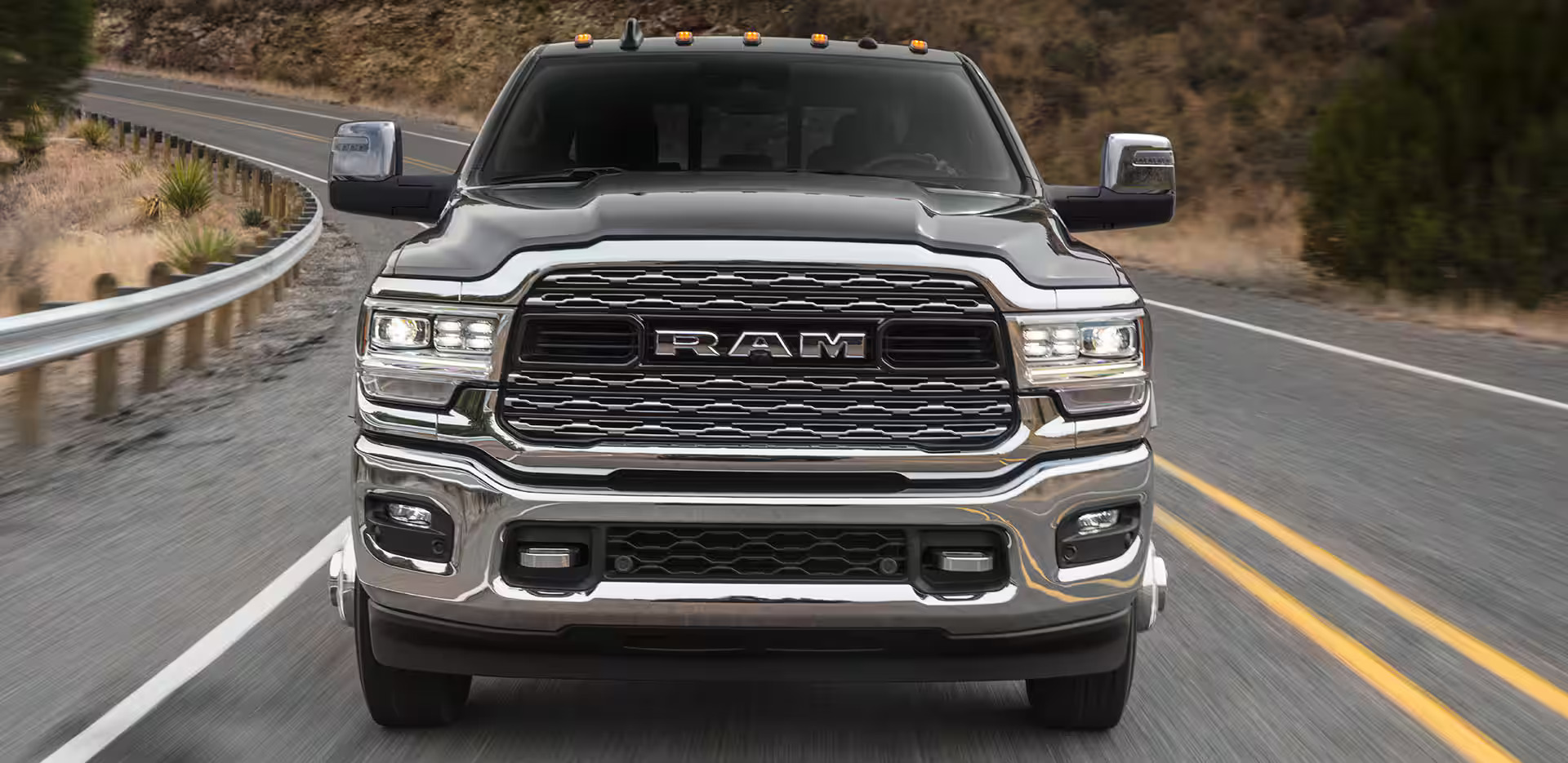 a truck driving on a road.