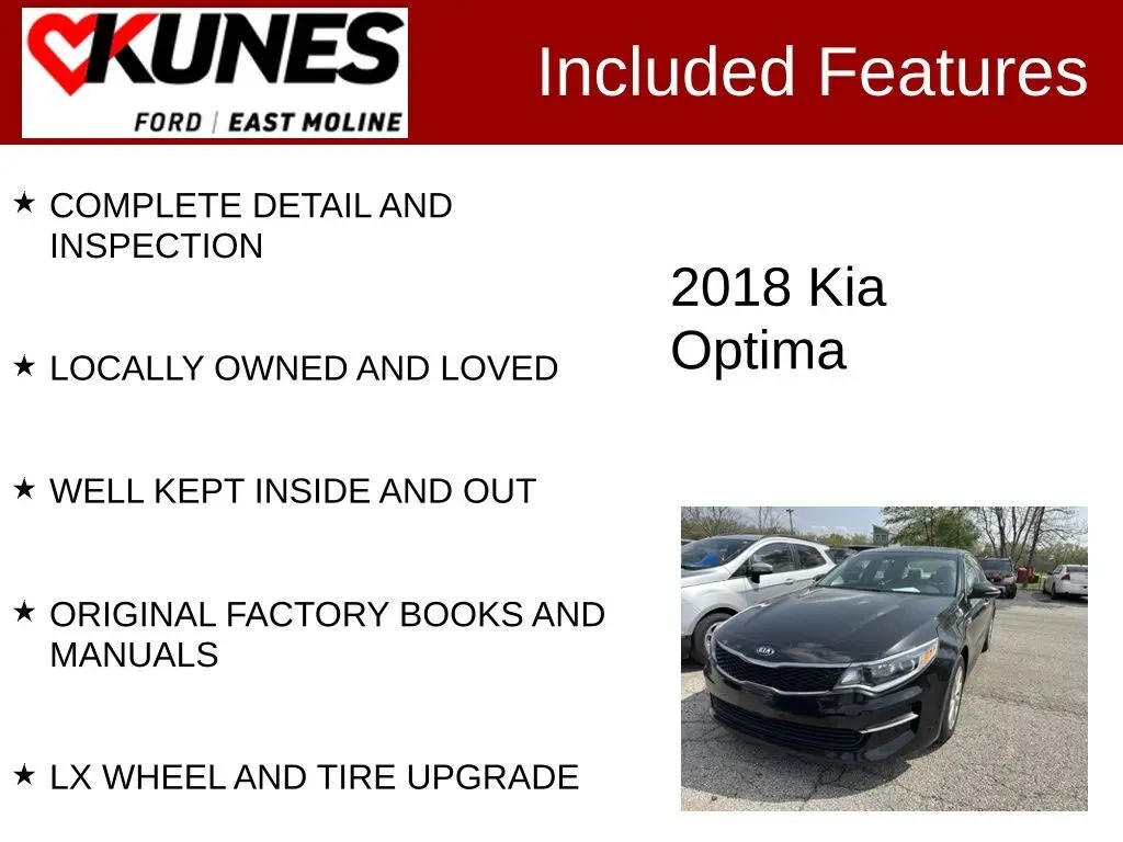 Used 2018 Kia Optima LX with VIN 5XXGT4L34JG270030 for sale in East Moline, IL