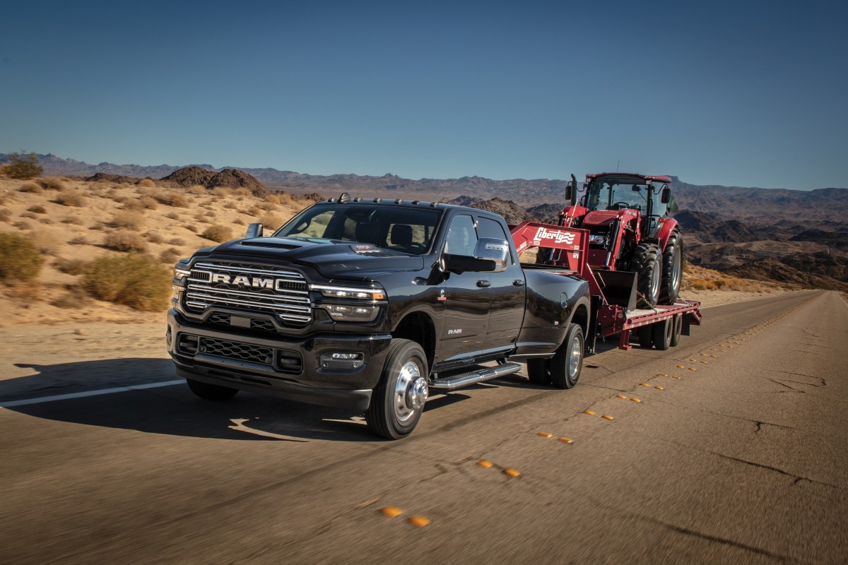 2025 RAM 3500 Exterior Driver Side Front Profile while 5th-Wheel Towing