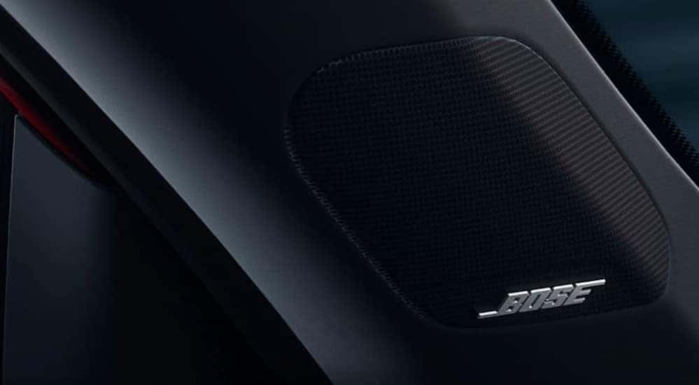 A close-up of a Bose speaker is shown in a 2025 Honda Civic Hatchback.