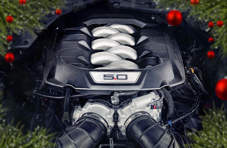 2024 Ford Mustang 5.0-Liter Coyote V-8 Engine with Holiday Theme