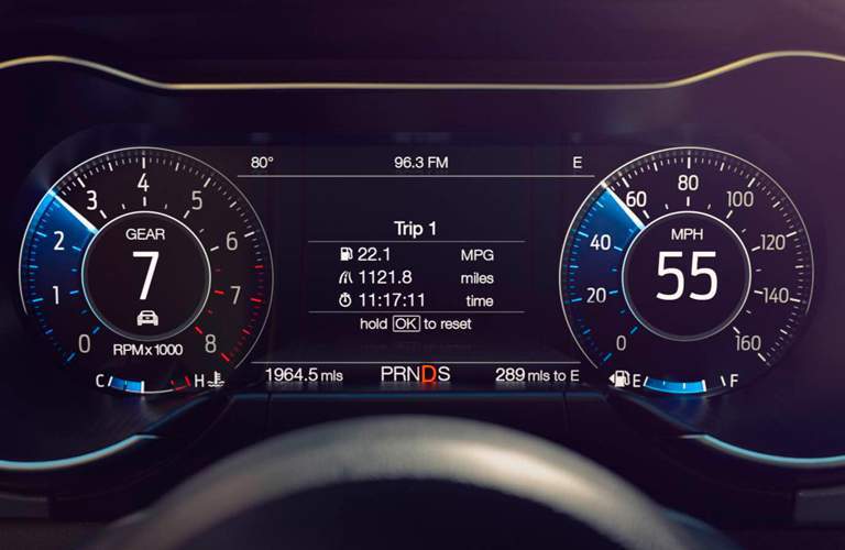 driver information display of a 2018 Ford Mustang