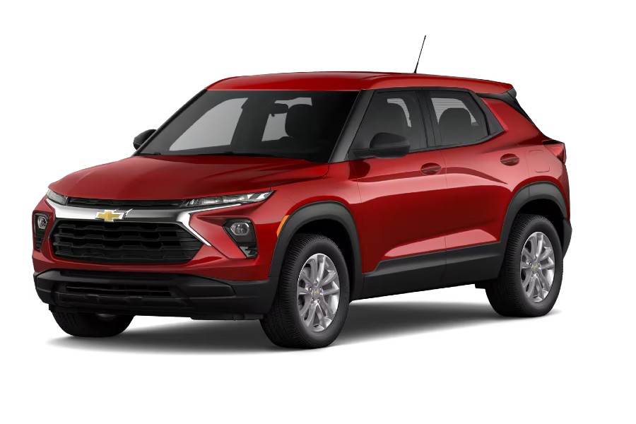 2026 Chevy Trailblazer Exterior Driver Side Front Profile in Brand-New Apex Red Paint Color