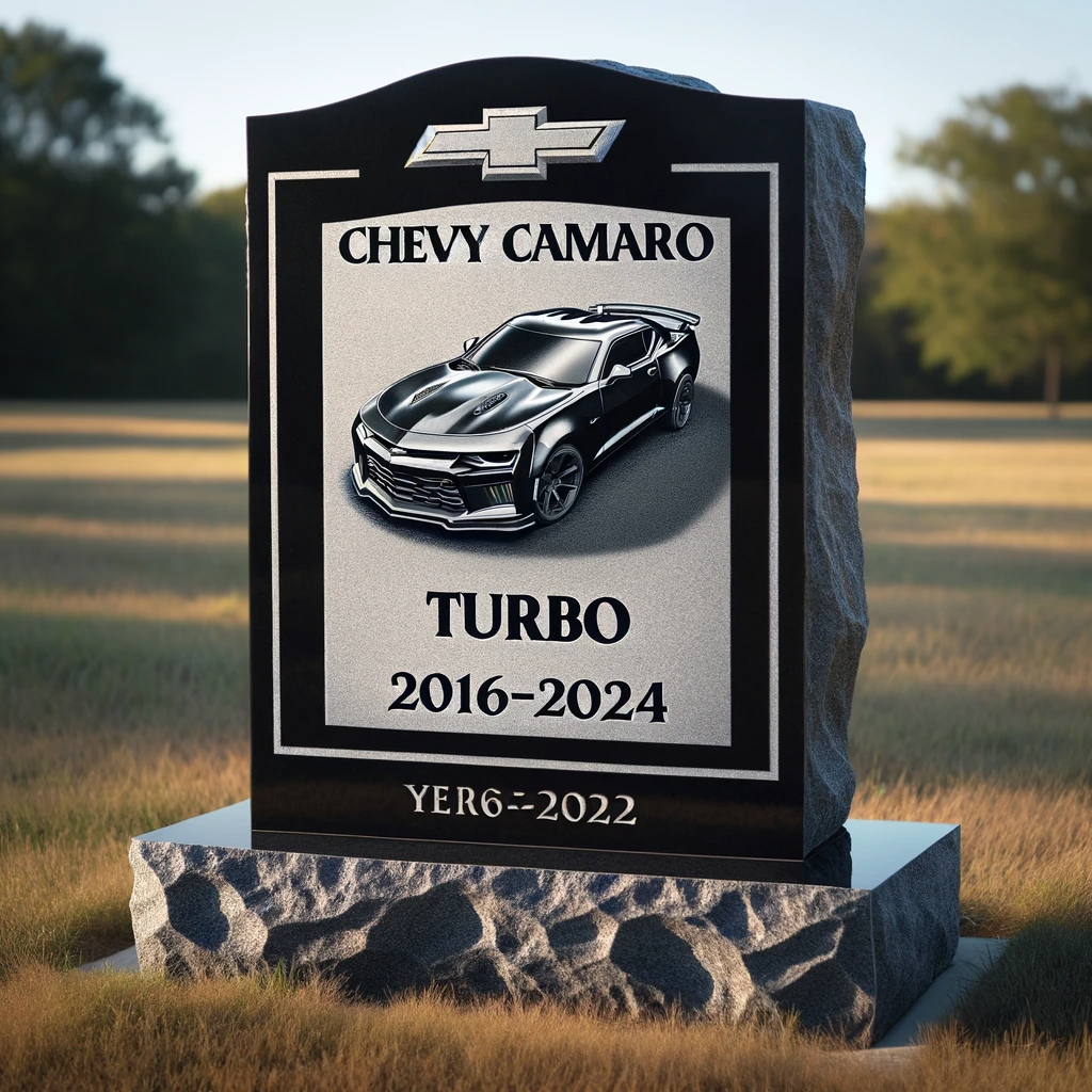 Chevy Camaro on a gravestone