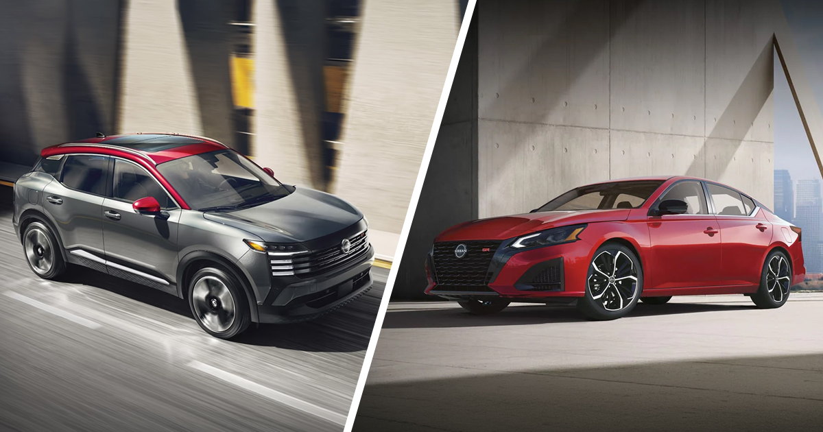 Comparison photos of a Nissan Kicks and a Nissan Altima