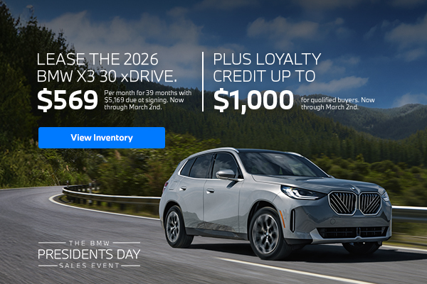 2026 X3 lease starting at $569 per month for 39 months