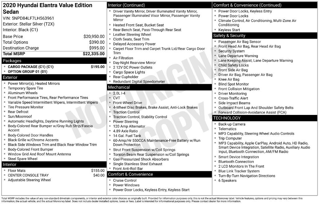 2020 Hyundai Elantra Value Edition FWD