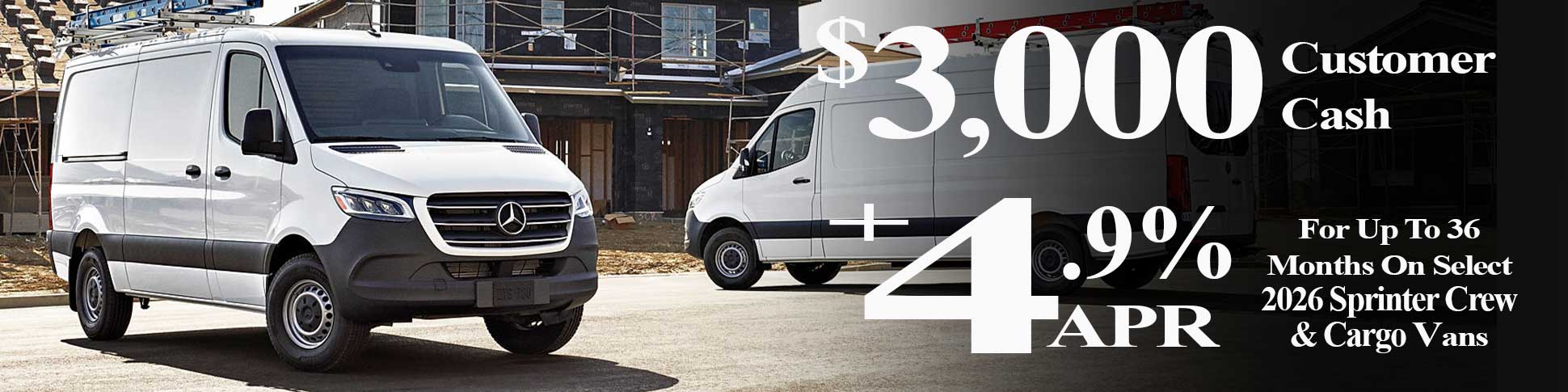 2026 Mercedes-Benz Sprinter Offer for June parked inside Tom Masano, Inc., a Mercedes-Benz dealer in Reading, PA