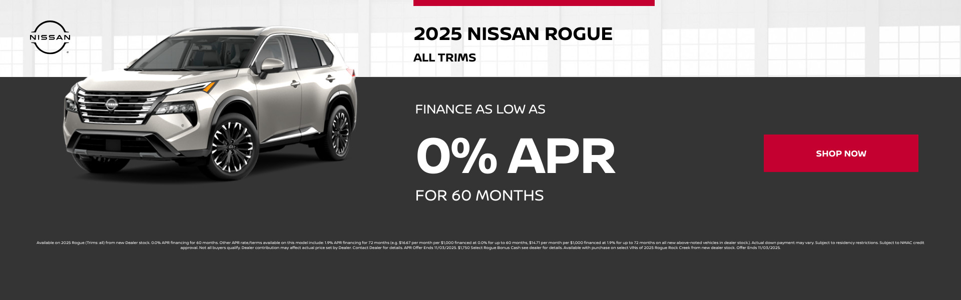 2025 Nissan Rogue | Finance as Low as 0% APR for 60 Months 