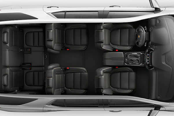 Interior of the 2023 Chevy Traverse displaying its 7 passenger seating capacity