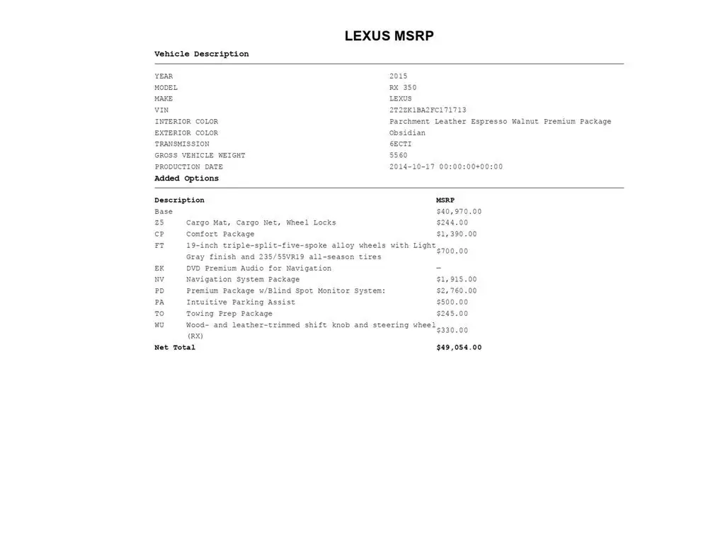 Used 2015 Lexus RX 350 with VIN 2T2ZK1BA2FC171713 for sale in Trooper, PA