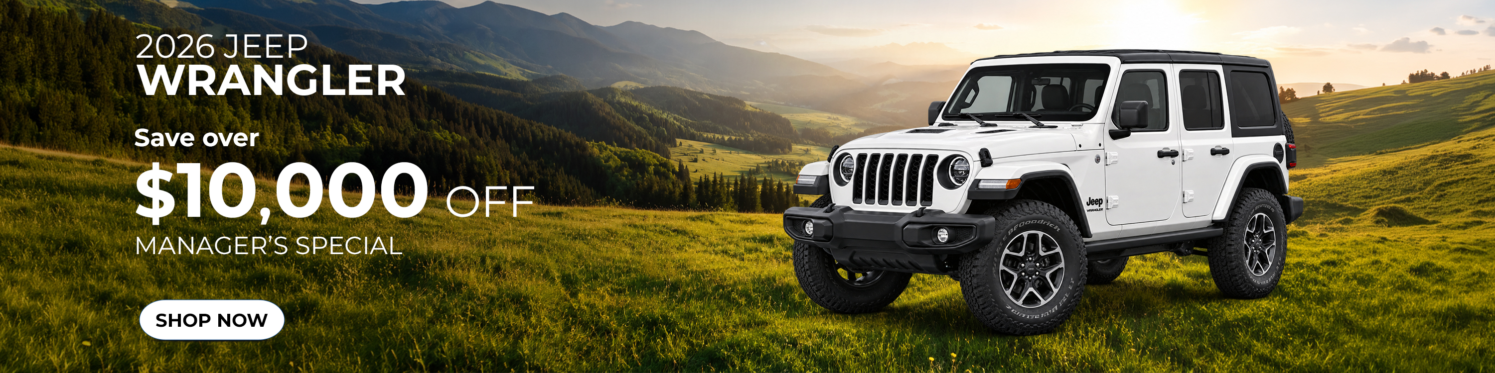 2026 Jeep Wrangler Manager's Special — save over $10,000 off with Shop Now