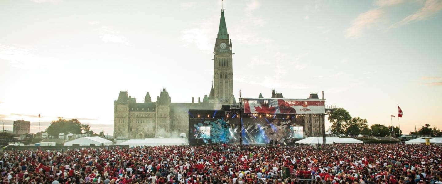 Crowd gathered at Parliament Hill in Ottawa