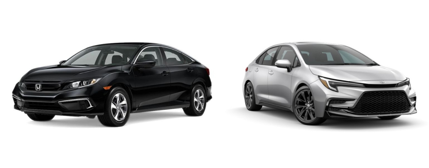 Black 2021 Honda Civic LX vs silver 2021 Toyota Corolla XSE