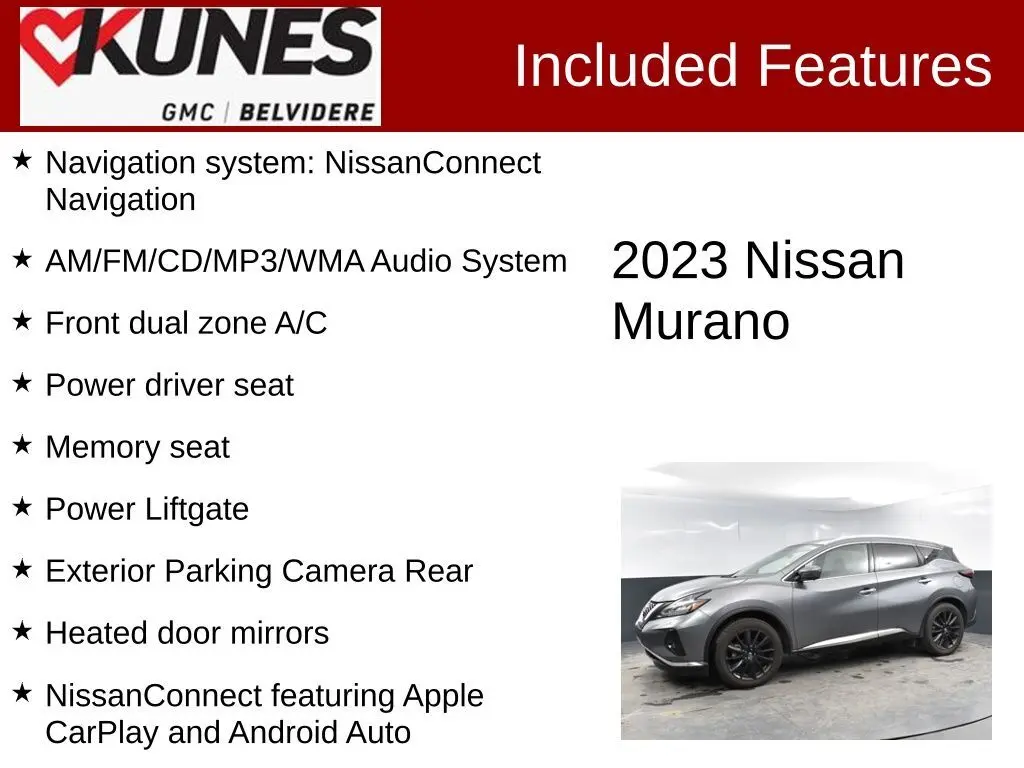 Used 2023 Nissan Murano SL with VIN 5N1AZ2CS1PC121420 for sale in Belvidere, IL