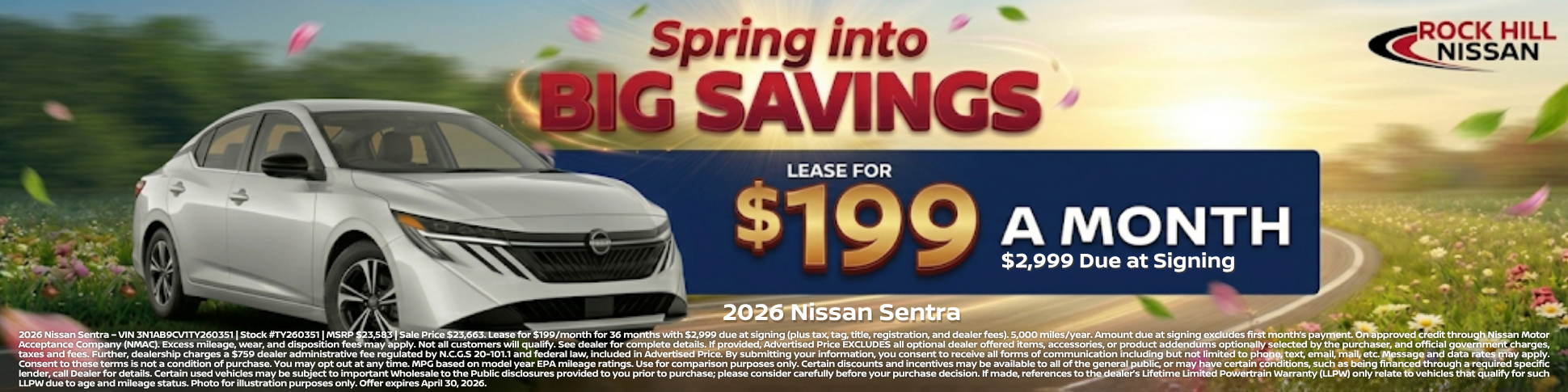 Rock Hill Nissan April Incentive